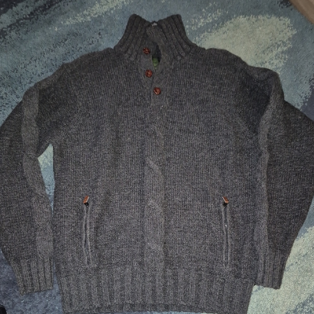 Men's TIMBERLAND Gray Sweater with Button Details Size XL